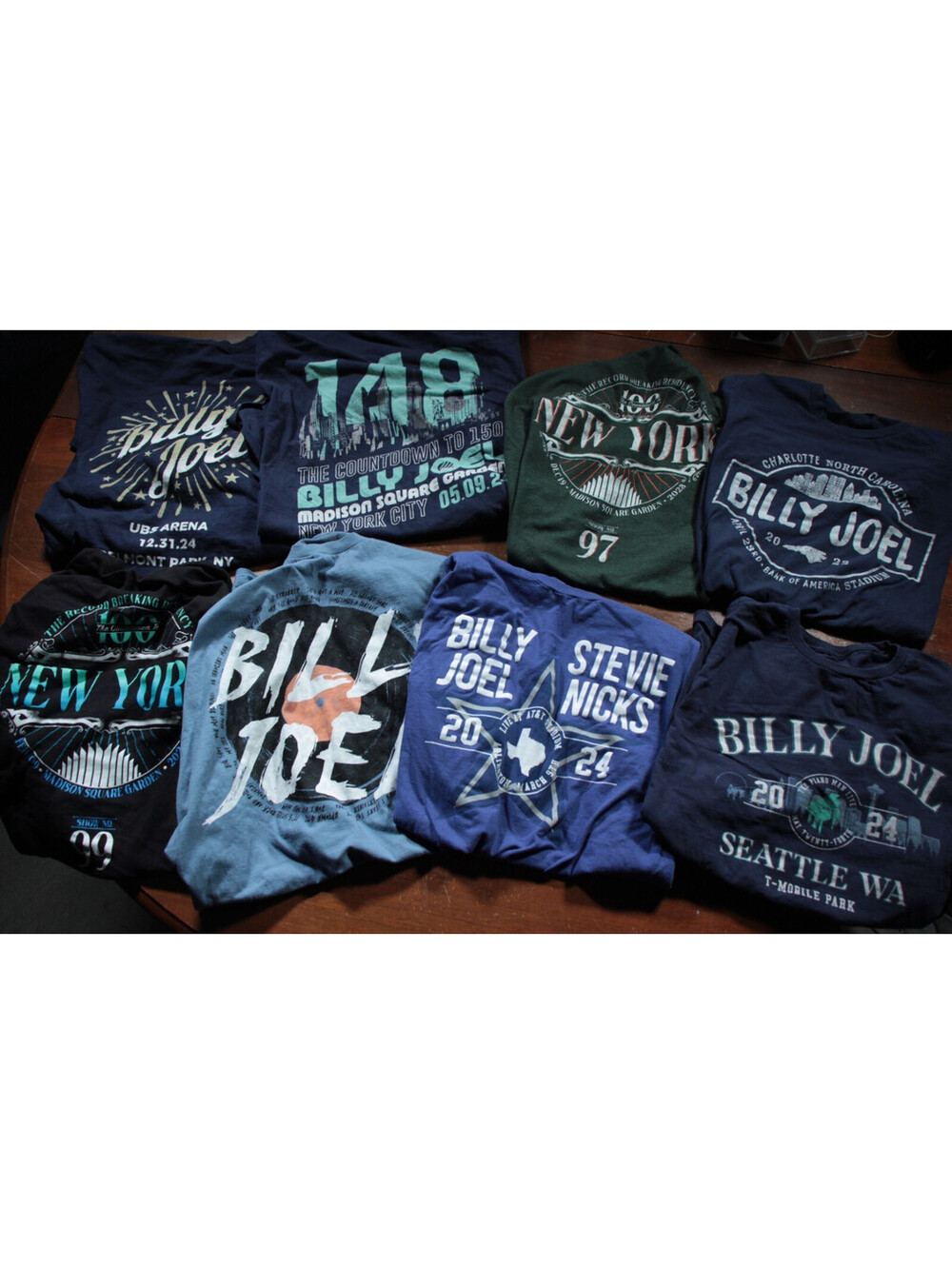 Billy Joel 8 T-Shirt Lot Tour Concert Live at the Garden Residency Seattle Texas